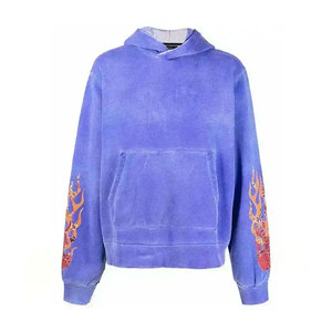 Sweat-shirts à capuche délavés à l'acide pour hommes - Impression numérique personnalisée du logo et de la couleur, polyester/coton respirant, séchage rapide, vêtements décontractés d'automne - Product Image 1