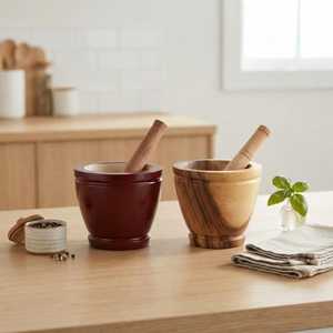 Mortero y Pilón de Madera Artesanal de la Mejor Calidad, Ecológico, de Madera de Acacia, Triturador de Hierbas, Precio al por Mayor, Utensilios de Cocina para Cocinar - Product Image 2