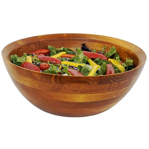 Tazón de servir de madera pulida ecológica con tenedor y cuchara para uso doméstico, de blossom craft india - Product Image 6