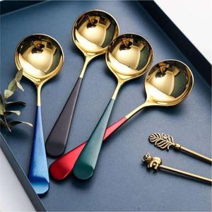 Juego de Cubiertos de Acero Inoxidable Dorado de Lujo con Mango de Coral Único, Cuchara para Servir, Cuchara para Pasta, Cucharón, Elegante Juego de Vajilla para Hotel - Product Image 2