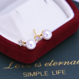 Boucles d'oreilles pendantes en argent S925, perles d'eau douce de 6-7 mm, design rond en forme de nœud, pour femmes, presque parfaites - Product Image 2