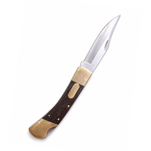 Couteaux pliants à lame en acier inoxydable, manche en bois, accents en laiton, épaisseur 0,6 mm, couteau pour le camping - Product Image 1