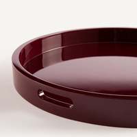 Plateaux ronds en rotin durables, plateau de service laqué avec poignées, bordeaux, décoration intérieure, organisateur de table, vente en gros, ensembles faits à la main, B2B