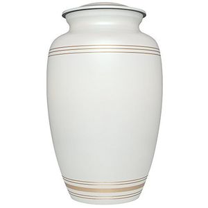 White Cremation <b>Urn</b> for Adults With 3 Gold Bends <b>Large</b> Human <b>Urns</b> & Jar For Ashes Container Eco Friendly Cremation <b>Urns</b> Latest - Product Image 1