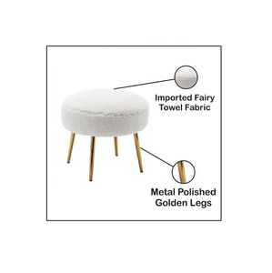 Traditional Style Metal Ottoman Pouffes <b>Velvet</b> <b>Footstool</b> Footrest Stool for Home Decor Office for School Use for Living Room - Product Image 6