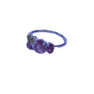 Bague classique pour femme en argent sterling 925 plaqué or avec pierres précieuses multi-tourmalines, idéale pour les mariages - Product Image 1