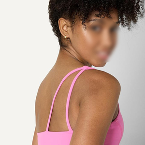 Stylish Pink One Shoulder Sports Bra For Women High Impact Shockproof <b>Padded</b> Gym Crop Top Sexy Yoga <b>Running</b> Activewear Vest - Product Image 2