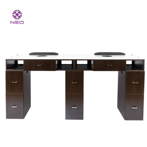Table à ongles NEO avec plateau en marbre et double tiroir de rangement, mobilier de salon contemporain pour bar à manucure - Product Image 4