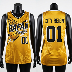 Camiseta de baloncesto para mujer, 155 GSM, malla de poliéster de secado rápido, azul y naranja, bordado en twill, logotipo personalizado, algodón - Product Image 3