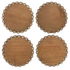 Ensemble de vaisselle de Noël, sous-verres ronds en bois avec motifs perlés pour boissons chaudes et décorations artisanales - Product Image 4
