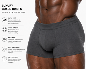 Caleçons Boxers pour Hommes Adultes, Couleur Unie, Tricotés, Coton Respirant, Séchage Rapide, Impression Numérique de Haute Qualité, Logo sur la Jambe Gauche - Product Image 1