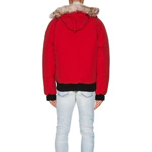 Chaqueta de Plumón Roja para Hombre con Capucha y Forro de Piel, Abrigo de Invierno Cortavientos, Estilo Casual, Corte Regular, Cierre de Cremallera - Product Image 2