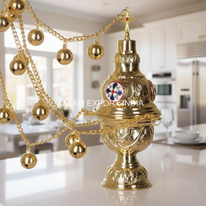 Highest Selling Brass Polished Hanging Chain Bell Indian Religious Offering Vessel For All Seasons Use Incense <b>Burner</b> Aroma <b>Oil</b> - Product Image 4