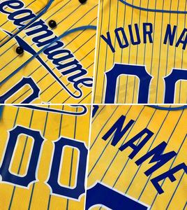 Camiseta Deportiva de Béisbol y Sóftbol Personalizada Sublimada Ligera 100% Poliéster con Rayas Finas, Amarilla, con Botones, para Hombres, Mujeres y Jóvenes - Product Image 5