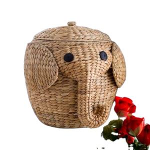 Adorable Elefante en forma de algas marinas Cestas tejidas de ratán lindo hecho a mano almacenamiento en el hogar ratán cesta de almacenamiento de animales para niños - Product Image 1