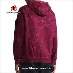 Custom Logo Acid Wash <b>Burgundy</b> <b>Mens</b> Pullover <b>Hoodie</b> Vintage Oversized Fleece Sweatshirt Wholesale OEM <b>Mens</b> Acid Wash Maroon - Product Image 2