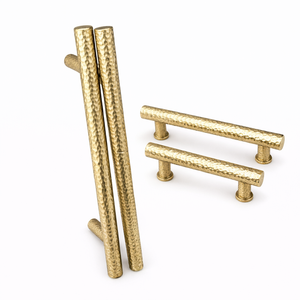 Tirador de latón macizo moleteado con acabado dorado para gabinetes, tirador moderno para cajones de cocina, herrajes decorativos para muebles - Product Image 4