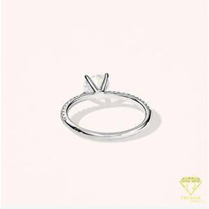 Anillo de Compromiso de Diamante Moissanite de Corte Redondo, Oro Blanco, Seis Puntas, Anillo Solitario con Pavé para Mujer, Joyería Nupcial de Promesa de Boda - Product Image 4