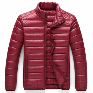 Custom Mens Quilted Puffer <b>Jacket</b> Stand Collar Full Zip Warm Padded Winter Coat Custom Logo Private Label Wholesale Manufacturer - Product Image 3