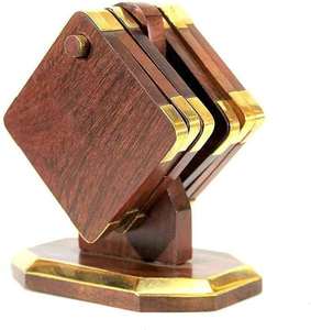 Sous-verres classiques en bois naturel massif 5 mm, écologiques, carrés, faits à la main, pour la maison, le bureau, les tables basses, surface élégante, mariage - Product Image 1