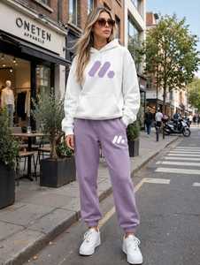ONETEN APPARELS <b>Women's</b> <b>White</b> Oversized <b>Hoodie</b> Geometric Logo Front Pocket Cotton Knitted Autumn Style - Product Image 6