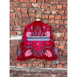 Pink Velvet Suzani Jacket Floral Embroidered Jacket <b>Coat</b> With Two Side Pocket Women's Winter Jacket Bohemian <b>Coat</b> - Product Image 5