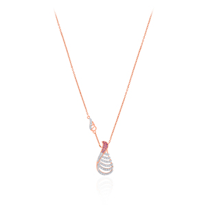 Pendentif en or rose pour femme avec diamants de laboratoire taille brillant ronde, couleur fantaisie, style romantique, pour un usage quotidien - Product Image 1