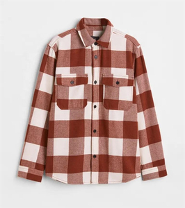 High Quality <b>Winter</b> <b>Mens</b> Plaid Flannel Streetwear <b>Shirt</b> Jacket Hooded Thermal Fleece with Front Logo - Product Image 2