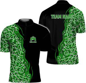 Custom Logo Team Wholesale Blank Cheap Kid Kit Man <b>Bowling</b> Shirts Zip Dry Fits Sublimation <b>Bowling</b> Jersey Polo Tshirt - Product Image 5