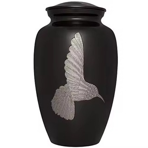 Wholesale Luxury Black Metal Cremation Urn Keepsake for Human Ashes Adult Funeral <b>Memorial</b> OEM Manufacturer - Product Image 1