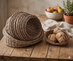 Handmade Natural Wicker Storage Basket Set <b>Rustic</b> Rattan Oval Fruit Bread Tray Eco Friendly Weaving Household Organizer Bin - Product Image 2