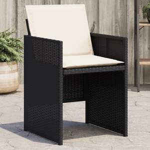 Chaise de patio en rotin PE noir, pliable, en acier thermolaqué - Product Image 1