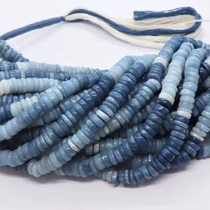 AAA Denim Blue <b>Opal</b> Shaded Plain Smooth Flat Tyre Shape Beads Heishi Blue <b>Opal</b> Beads 16 Inch <b>Opal</b> Wheel 5-6 MM <b>Opal</b> Beads - Product Image 1