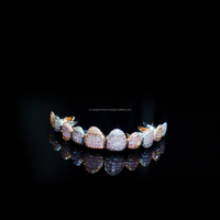 Fait sur mesure brillant 8 haut et 8 bas glacé Grillz Hip Hop Bling dents en diamant naturel Grillz