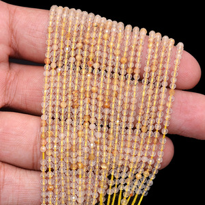 Cuentas de cuarzo rutilado AAA+ de 2mm-3mm, microfacetadas, tipo rondelle, piedras preciosas semipreciosas de rutilo dorado natural, cuentas sueltas para joyería. - Product Image 2