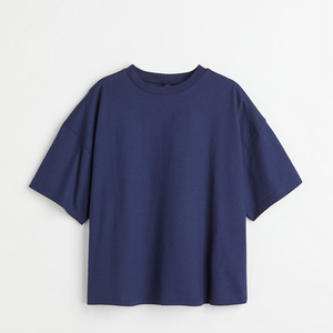 Camiseta Oversize de Algodón de Alta Calidad, Lisa, 260 g/m², Estilo Casual con Hombros Caídos, Color Azul Teñido - Product Image 1