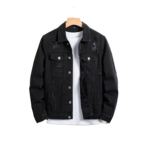 Chaqueta vaquera OEM de estilo urbano con parches bordados, vaquera envejecida, holgada, oversize, vintage, ecológica, para hombre, tipo blusón de invierno - Product Image 1