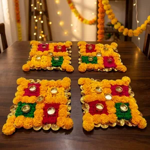 Fleurs de souci décoratives Swastik, décoration traditionnelle indienne pour Diwali, Pooja, entrée de temple domestique et célébrations - Product Image 6