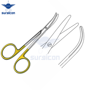 กรรไกรผ่าตัด Fomon ขนาด 11.5 ซม. / 4-1/2 นิ้ว แบบโค้ง สีทอง TC ผลิตจากเหล็กกล้าไร้สนิมคุณภาพสูง สำหรับการตัดที่แม่นยำ - Product Image 6