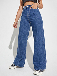 Vente en gros de jeans droits personnalisés pour femmes, jeans en denim coupe slim, jean 2026 pour femme, jeans baggy oversize - Product Image 4