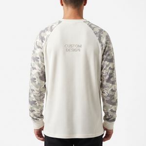 OEM Men's Oversized Waffle Knit Thermal 100% Combed Cotton 300g O-Neck Digital Print Camouflage Front Logo <b>Raglan</b> <b>Sleeve</b> <b>T</b>-<b>Shirt</b> - Product Image 4