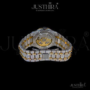 Reloj Mecánico de Moda para Hombre, de Acero Inoxidable, con Diamantes Simulados, Cristal VVS Moissanite, Resistente al Agua 3BAR, 42mm - Product Image 3