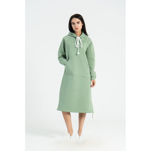 Robe Sweatshirt Décontractée à Capuche pour Femme, Vert Menthe, 100% Coton Doux, Manches Longues, Coupe Ample, Respirante, avec Poches, Collection Automne - Product Image 1