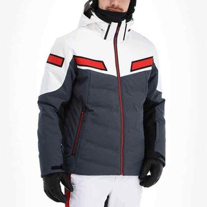 Unisex <b>Ski</b> <b>Jacket</b> and Pants Set <b>White</b> Gray Red Color Blocked Waterproof Hooded Synthetic Insulated Heated Snow Wear - Product Image 2