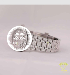 Montre de luxe pour homme entièrement sertie de diamants Moissanite avec bracelet en or blanc et style élégant de designer - Product Image 3