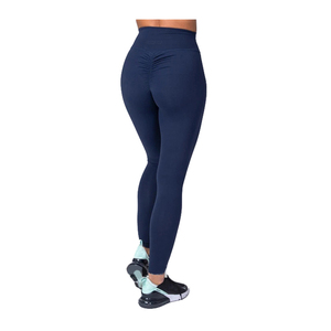 Leggings de yoga noirs taille haute avec coutures contrastées, longueur intégrale, taille élastique, extensibles dans les quatre sens (Spandex/Nylon), séchage rapide, sans coutures - Product Image 3