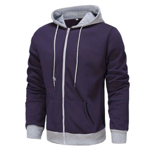 Men's Winter Solid Pullover Hoodie Sweatshirt Breathable Knitted Fabric Long Sleeve Custom Logo Printing Zipper <b>Design</b> Polyester - Product Image 4