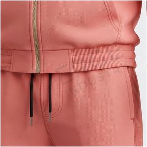 Ensemble de survêtement corail pour homme, manches longues, à capuche, fermeture éclair sur le devant, couleur unie, respirant, coupe décontractée, pour l'automne - Product Image 5