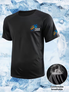 Front-Custom Printed Chest Labels Personalized Customization Your Own Images Custom Text Eco-Friendly Short Sleeve T-Shirts - Product Image 3