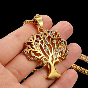 Luxury Hip Hop Iced Out Silver Plated <b>Tree</b> Of Life Pendant With <b>Crystal</b> Rhinestones 925 Silver Plated Classic Unisex Jewelry - Product Image 6